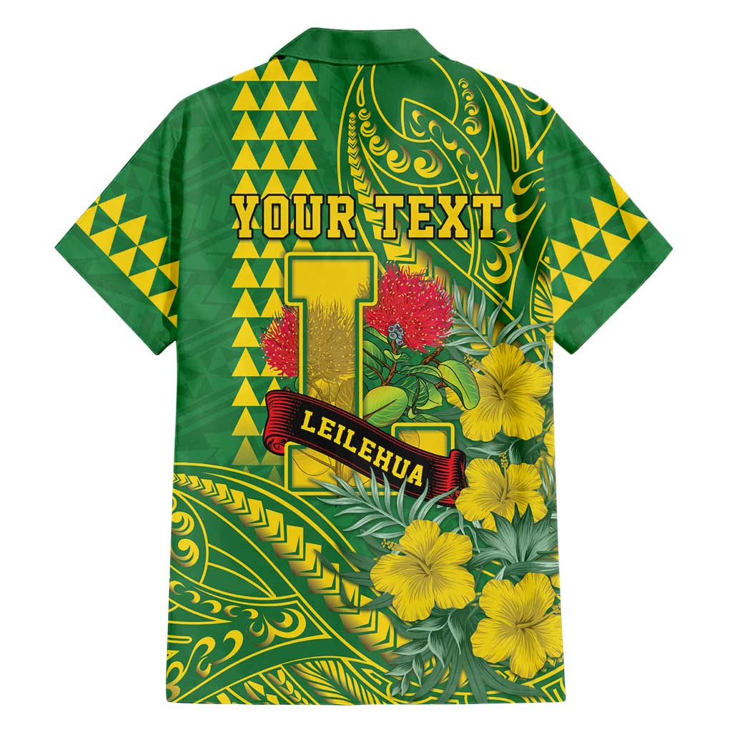 Personalised Hawaii Leilehua High School Family Matching Short Sleeve Bodycon Dress and Hawaiian Shirt Tribal Tattoo With Hibiscus Flowers LT05 - Polynesian Pride
