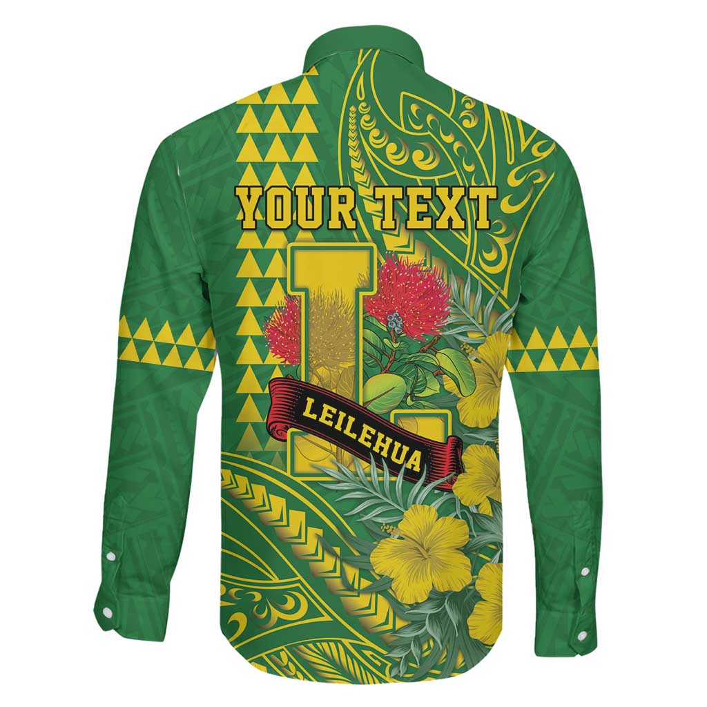 Personalised Hawaii Leilehua High School Family Matching Short Sleeve Bodycon Dress and Hawaiian Shirt Tribal Tattoo With Hibiscus Flowers LT05 - Polynesian Pride