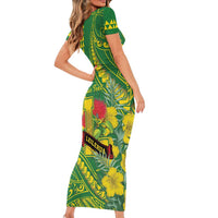 Personalised Hawaii Leilehua High School Family Matching Short Sleeve Bodycon Dress and Hawaiian Shirt Tribal Tattoo With Hibiscus Flowers LT05 - Polynesian Pride