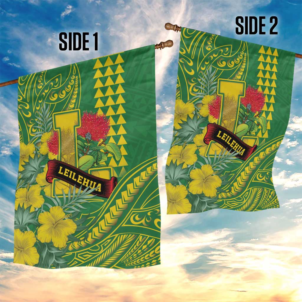 Hawaii Leilehua High School Garden Flag Tribal Tattoo With Hibiscus Flowers