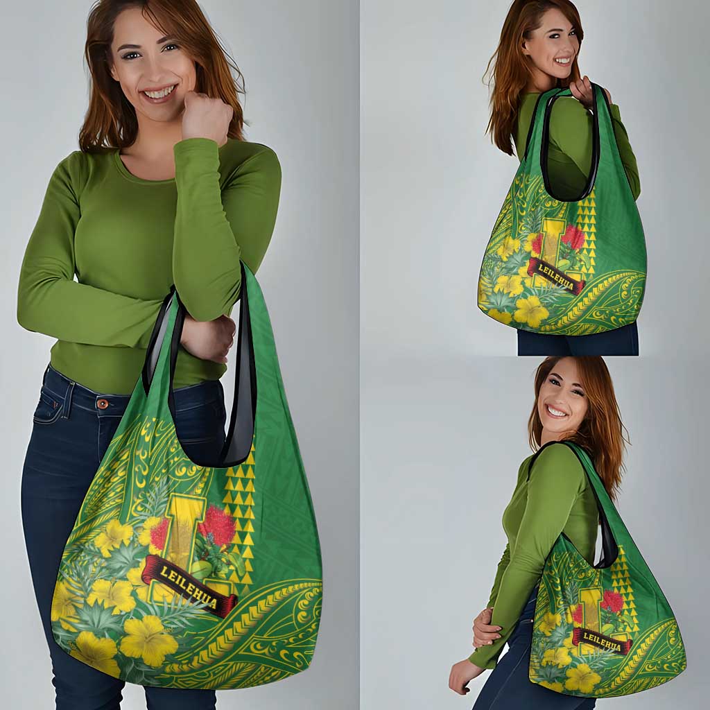 Hawaii Leilehua High School Grocery Bag Tribal Tattoo With Hibiscus Flowers
