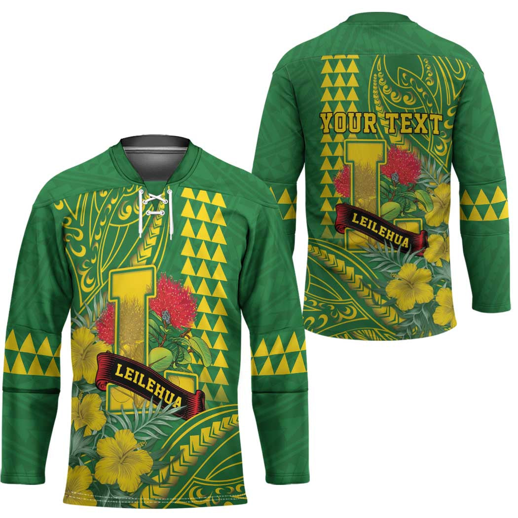 Personalised Hawaii Leilehua High School Hockey Jersey Tribal Tattoo With Hibiscus Flowers