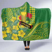 Hawaii Leilehua High School Hooded Blanket Tribal Tattoo With Hibiscus Flowers