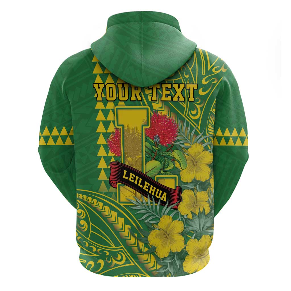 Personalised Hawaii Leilehua High School Hoodie Tribal Tattoo With Hibiscus Flowers