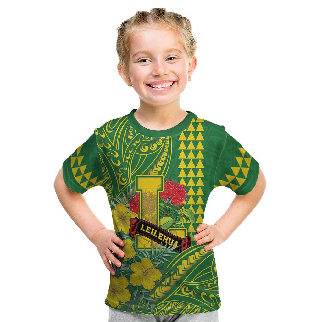 Personalised Hawaii Leilehua High School Kid T Shirt Tribal Tattoo With Hibiscus Flowers