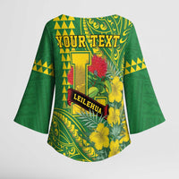 Personalised Hawaii Leilehua High School Kimono Sleeve Blouse Tribal Tattoo With Hibiscus Flowers