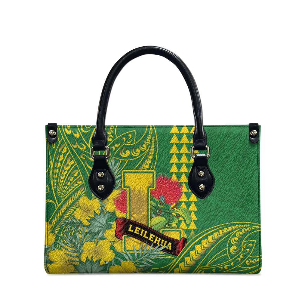 Hawaii Leilehua High School Leather Bag Tribal Tattoo With Hibiscus Flowers