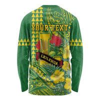 Personalised Hawaii Leilehua High School Long Sleeve Shirt Tribal Tattoo With Hibiscus Flowers