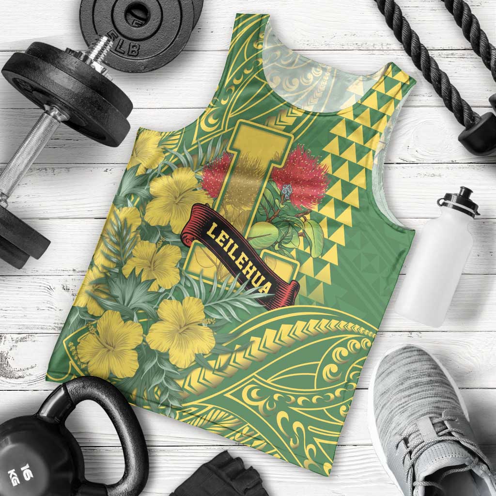 Personalised Hawaii Leilehua High School Men Tank Top Tribal Tattoo With Hibiscus Flowers