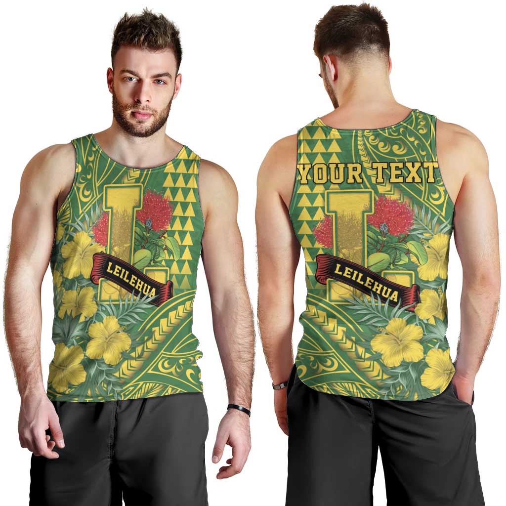 Personalised Hawaii Leilehua High School Men Tank Top Tribal Tattoo With Hibiscus Flowers