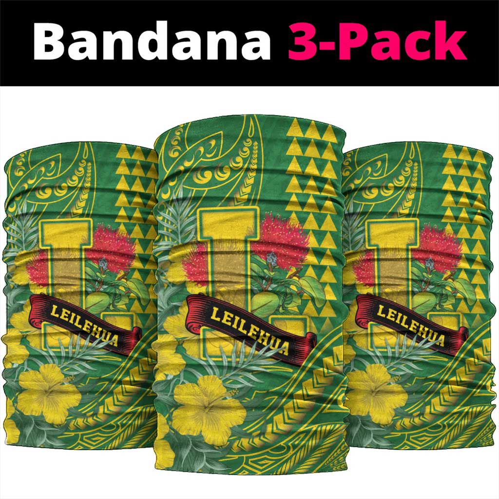 Hawaii Leilehua High School Neck Gaiter Tribal Tattoo With Hibiscus Flowers