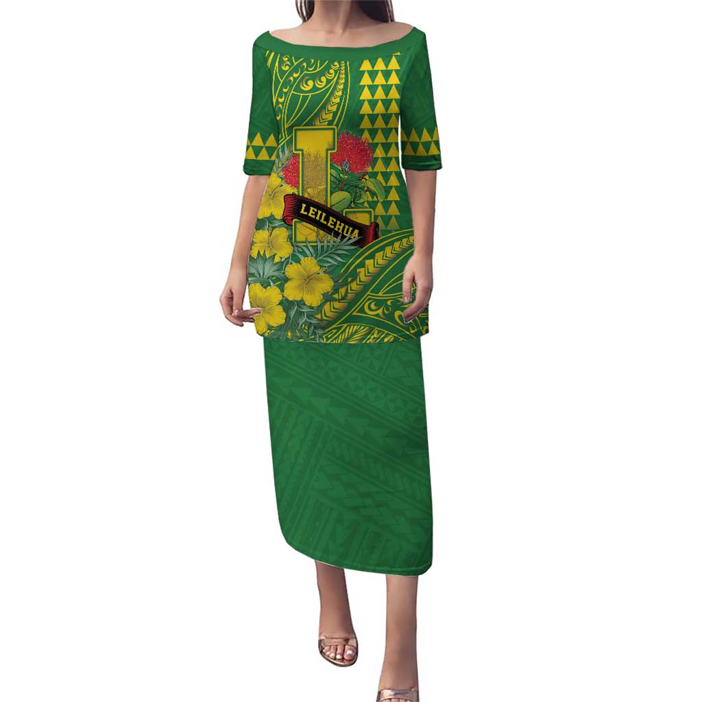 Personalised Hawaii Leilehua High School Puletasi Tribal Tattoo With Hibiscus Flowers