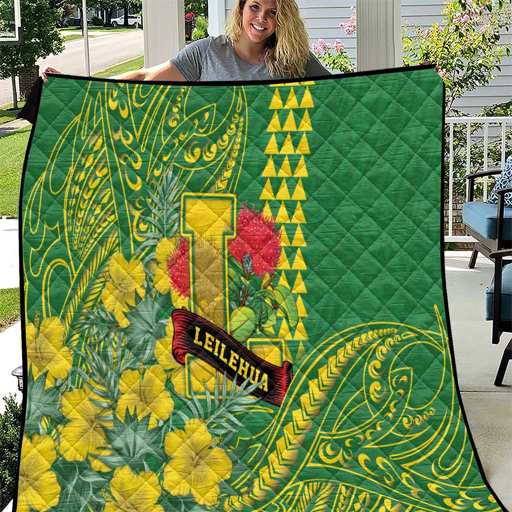 Hawaii Leilehua High School Quilt Tribal Tattoo With Hibiscus Flowers