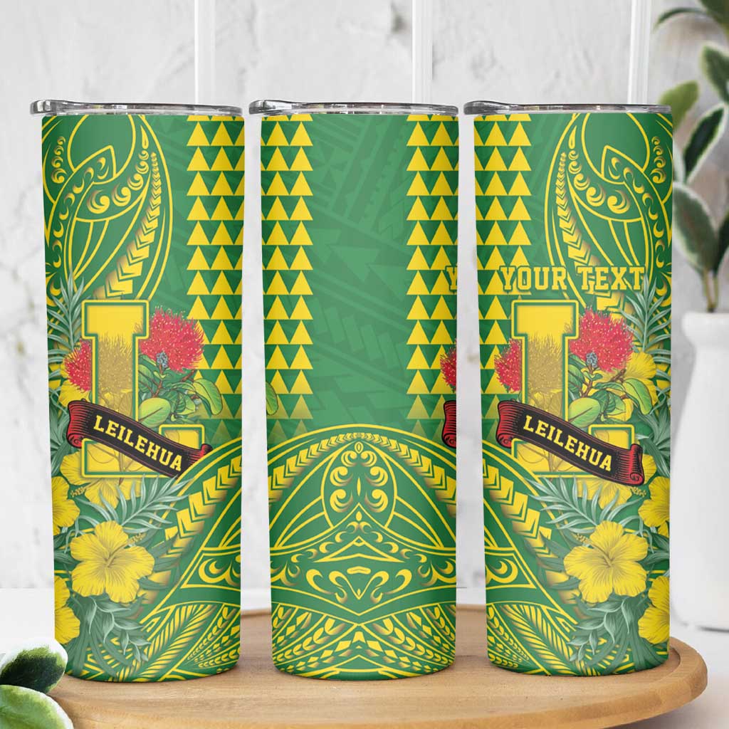 Personalised Hawaii Leilehua High School Skinny Tumbler Tribal Tattoo With Hibiscus Flowers LT05 - Polynesian Pride