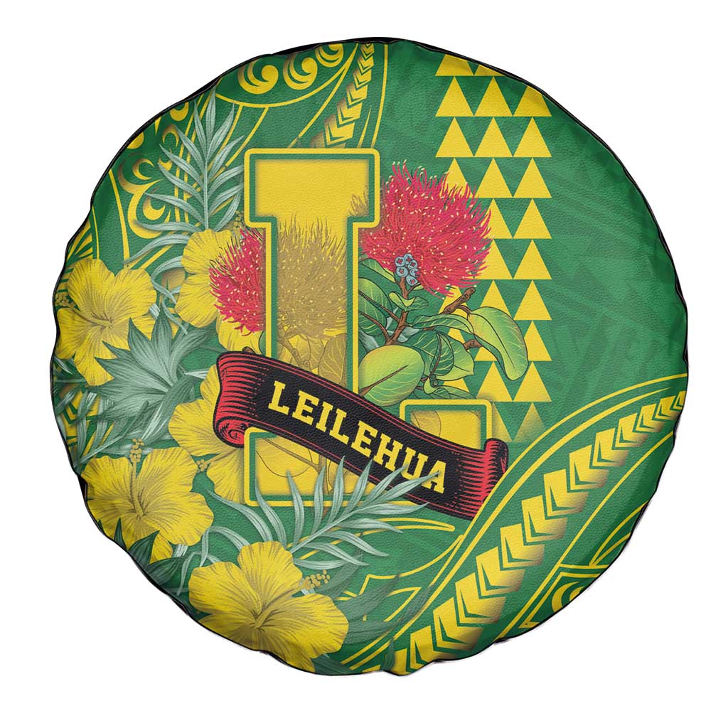 Hawaii Leilehua High School Spare Tire Cover Tribal Tattoo With Hibiscus Flowers