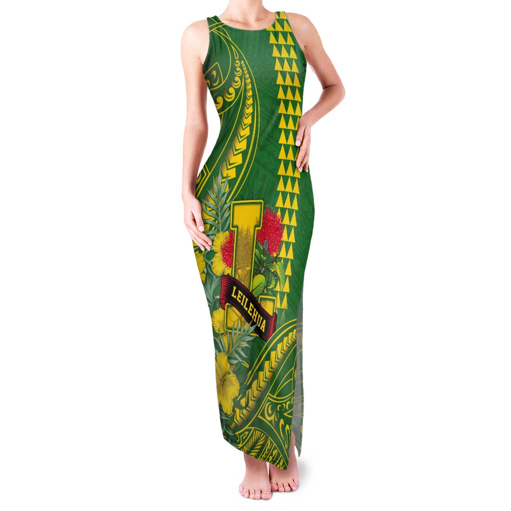 Personalised Hawaii Leilehua High School Tank Maxi Dress Tribal Tattoo With Hibiscus Flowers