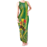 Personalised Hawaii Leilehua High School Tank Maxi Dress Tribal Tattoo With Hibiscus Flowers LT05 Women Green - Polynesian Pride