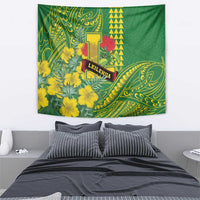 Hawaii Leilehua High School Tapestry Tribal Tattoo With Hibiscus Flowers