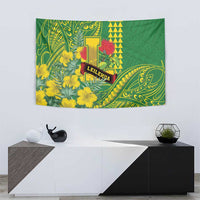 Hawaii Leilehua High School Tapestry Tribal Tattoo With Hibiscus Flowers