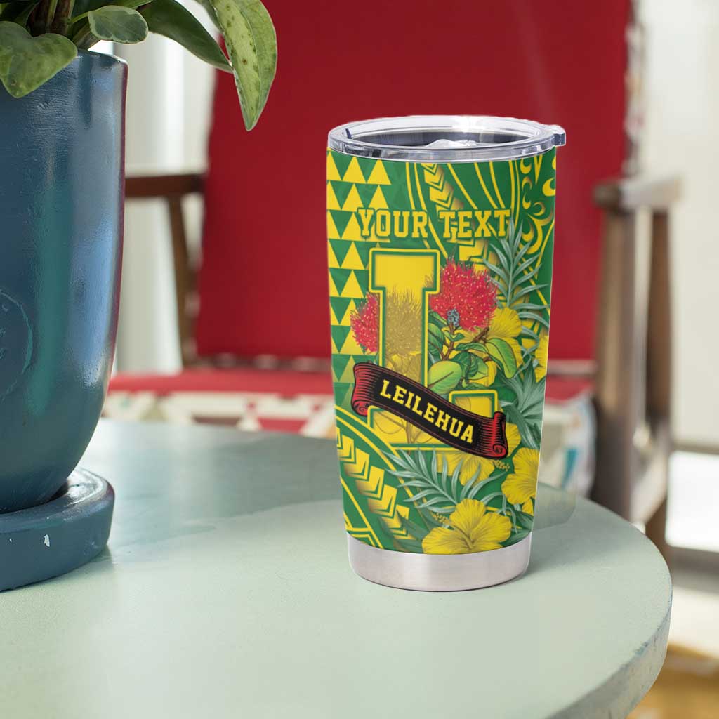 Personalised Hawaii Leilehua High School Tumbler Cup Tribal Tattoo With Hibiscus Flowers