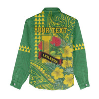 Personalised Hawaii Leilehua High School Women Casual Shirt Tribal Tattoo With Hibiscus Flowers LT05 - Polynesian Pride