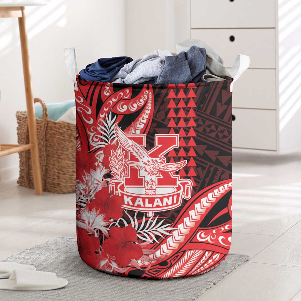 Hawaii Kalani High School Laundry Basket Tribal Tattoo With Hibiscus Flowers