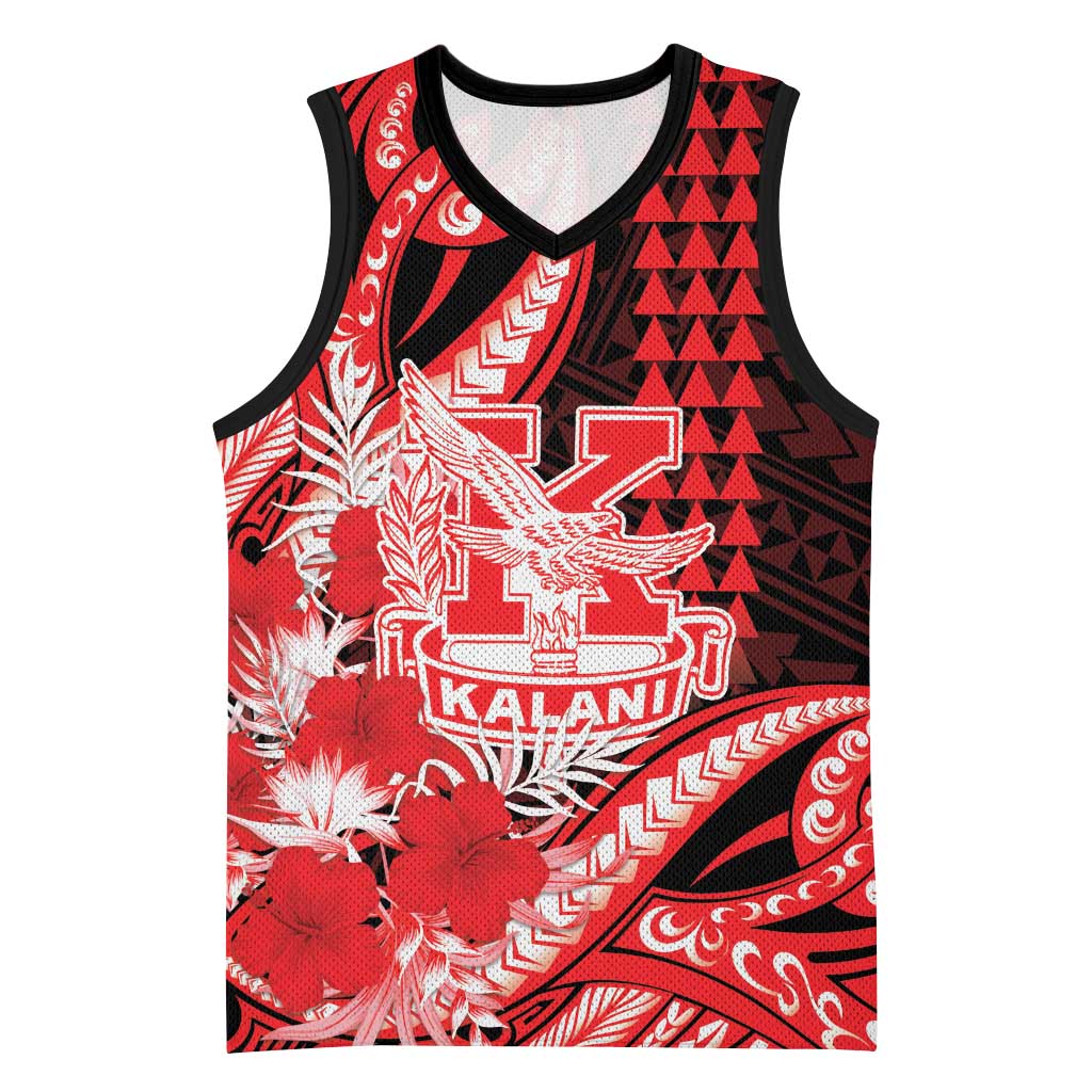 Personalised Hawaii Kalani High School Basketball Jersey Tribal Tattoo With Hibiscus Flowers