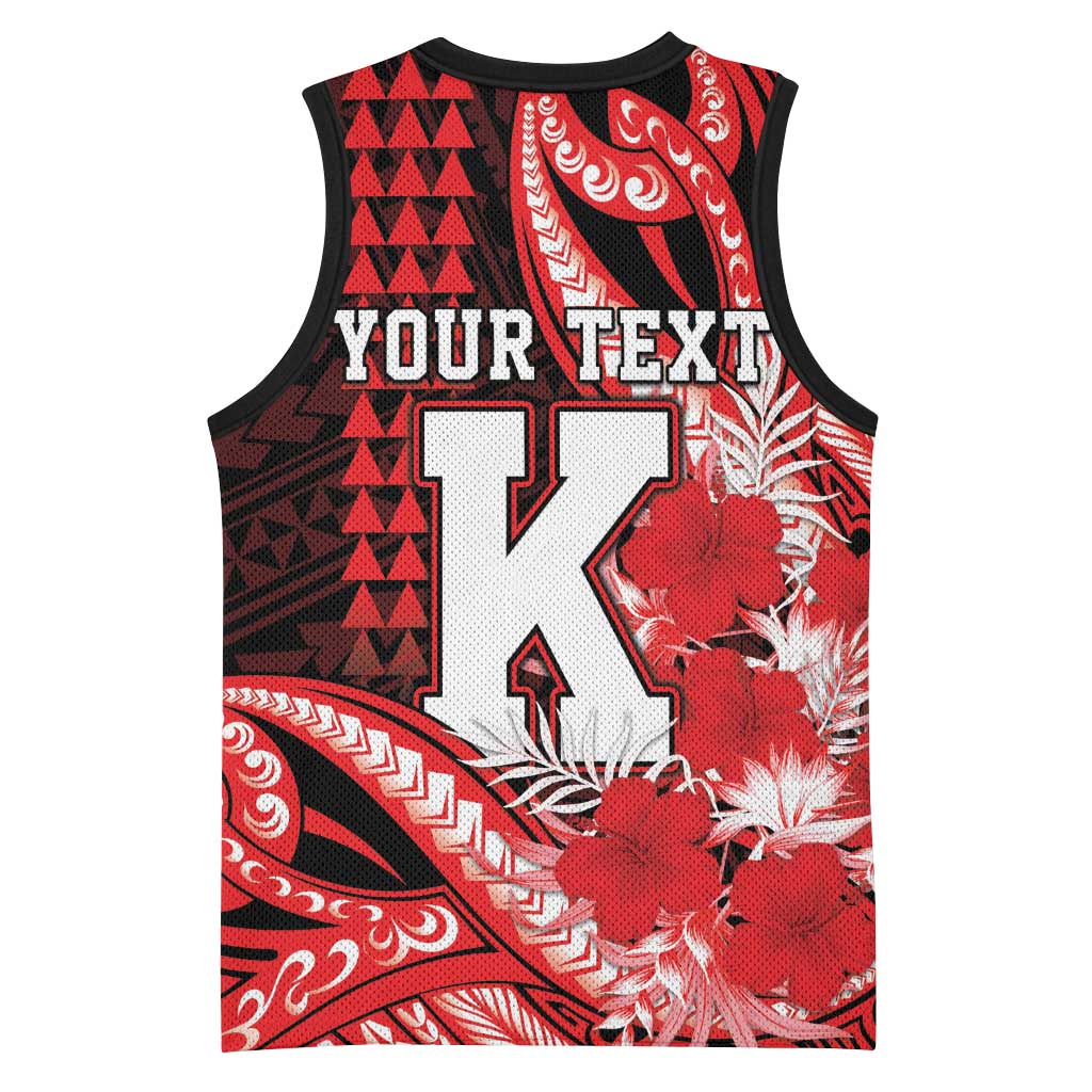Personalised Hawaii Kalani High School Basketball Jersey Tribal Tattoo With Hibiscus Flowers
