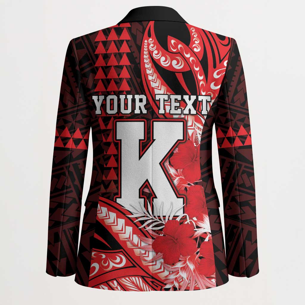 Personalised Hawaii Kalani High School Blazer Tribal Tattoo With Hibiscus Flowers