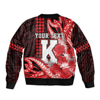 Personalised Hawaii Kalani High School Bomber Jacket Tribal Tattoo With Hibiscus Flowers