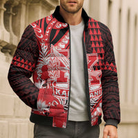 Personalised Hawaii Kalani High School Bomber Puffer Jacket Tribal Tattoo With Hibiscus Flowers
