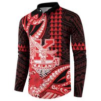 Personalised Hawaii Kalani High School Button Sweatshirt Tribal Tattoo With Hibiscus Flowers