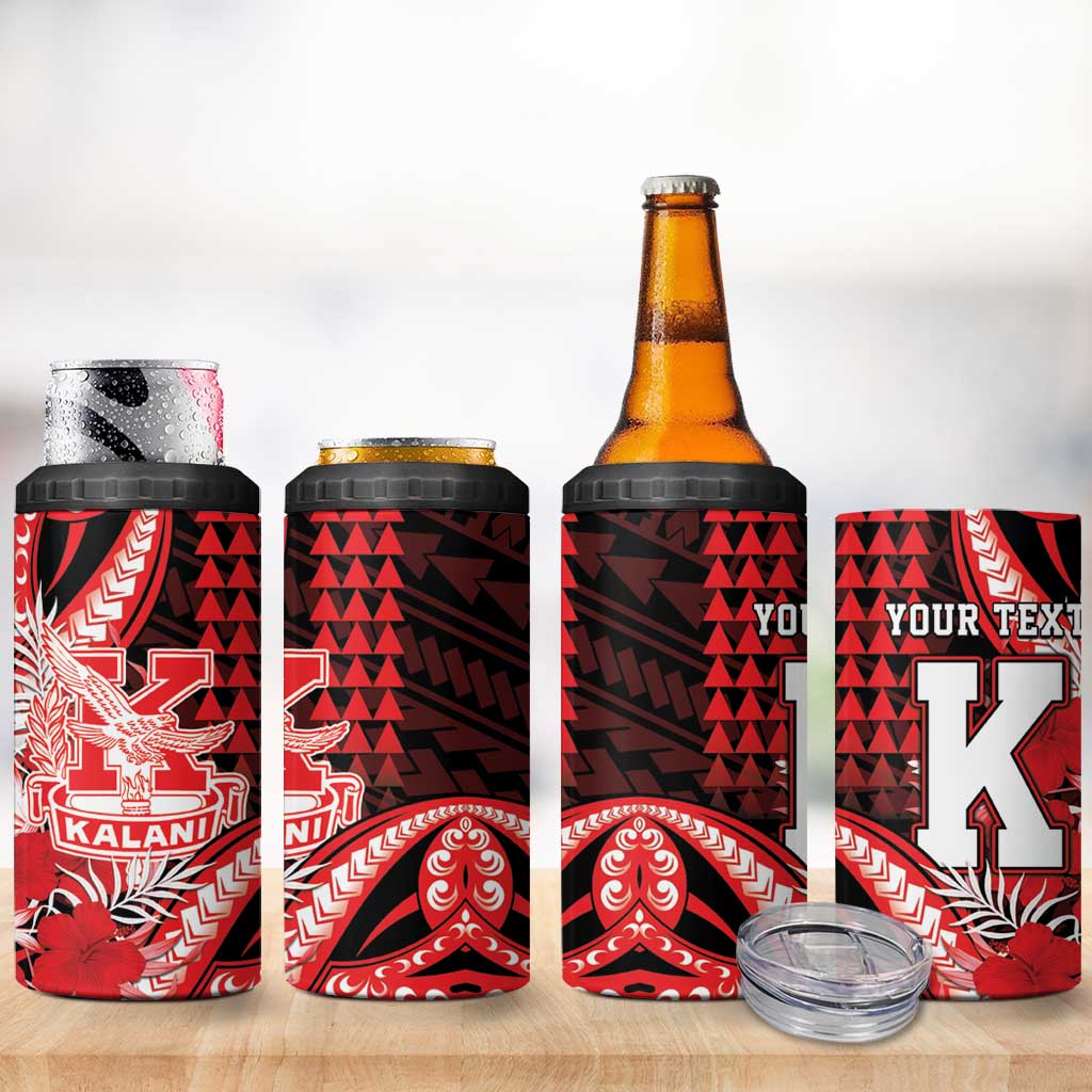 Personalised Hawaii Kalani High School 4 in 1 Can Cooler Tumbler Tribal Tattoo With Hibiscus Flowers LT05 - Polynesian Pride