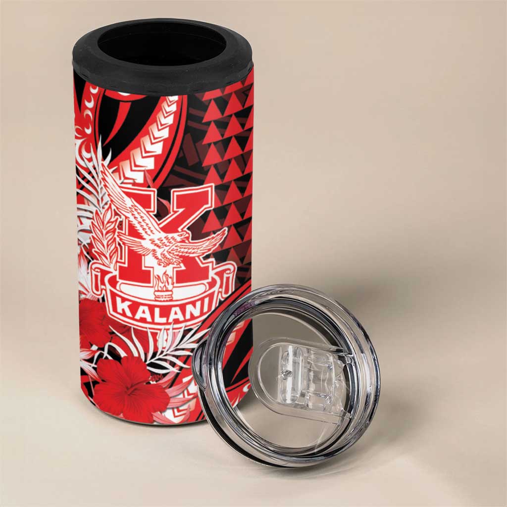 Personalised Hawaii Kalani High School 4 in 1 Can Cooler Tumbler Tribal Tattoo With Hibiscus Flowers LT05 - Polynesian Pride
