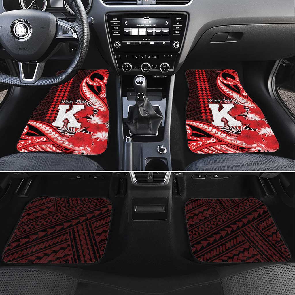 Personalised Hawaii Kalani High School Car Mats Tribal Tattoo With Hibiscus Flowers