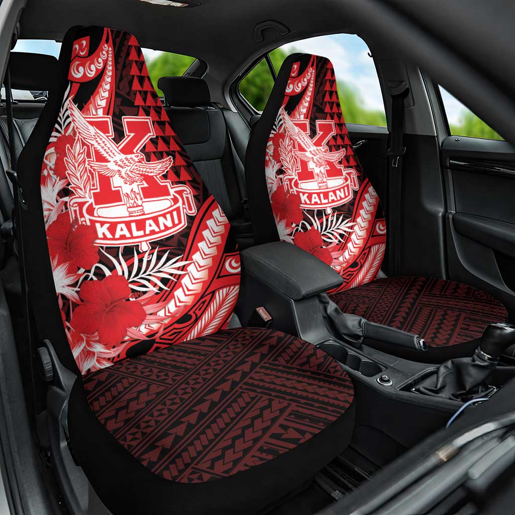 Hawaii Kalani High School Car Seat Cover Tribal Tattoo With Hibiscus Flowers