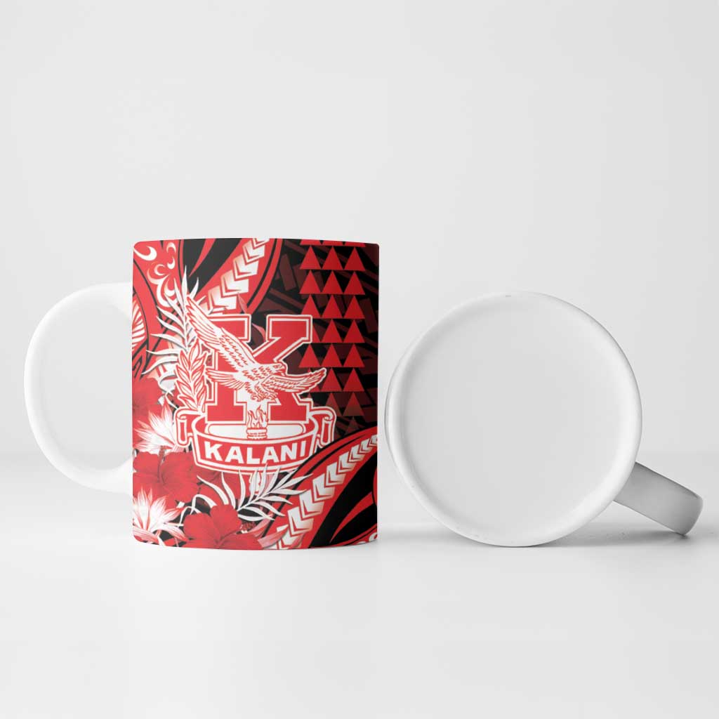 Personalised Hawaii Kalani High School Ceramic Mug Tribal Tattoo With Hibiscus Flowers