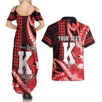 Personalised Hawaii Kalani High School Couples Matching Summer Maxi Dress and Hawaiian Shirt Tribal Tattoo With Hibiscus Flowers LT05 - Polynesian Pride