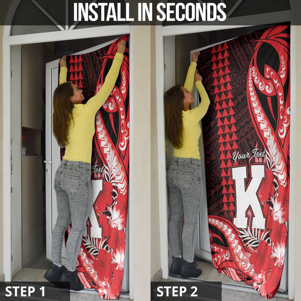 Personalised Hawaii Kalani High School Door Cover Tribal Tattoo With Hibiscus Flowers