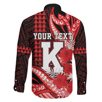 Personalised Hawaii Kalani High School Family Matching Long Sleeve Bodycon Dress and Hawaiian Shirt Tribal Tattoo With Hibiscus Flowers LT05 - Polynesian Pride