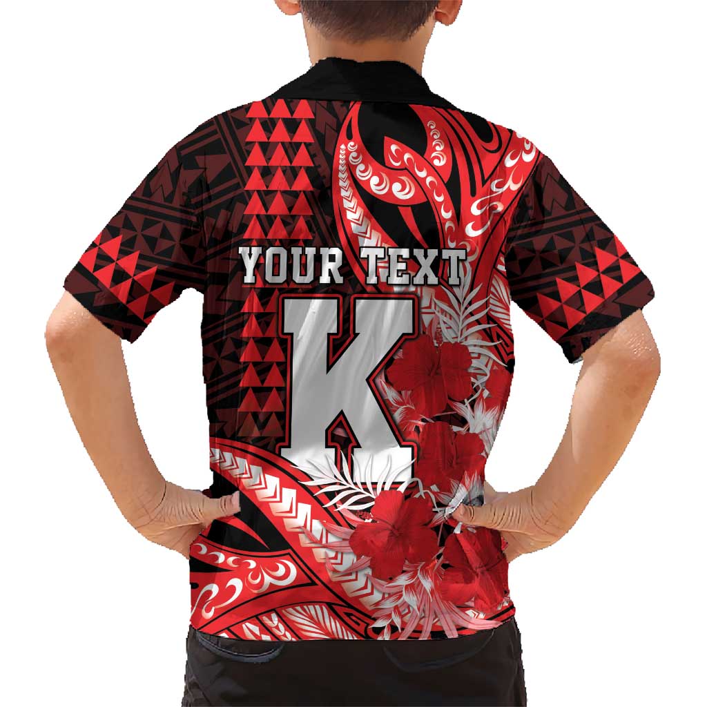 Personalised Hawaii Kalani High School Family Matching Off Shoulder Maxi Dress and Hawaiian Shirt Tribal Tattoo With Hibiscus Flowers LT05 - Polynesian Pride