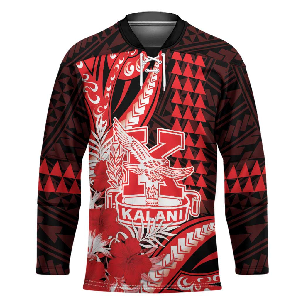 Personalised Hawaii Kalani High School Hockey Jersey Tribal Tattoo With Hibiscus Flowers