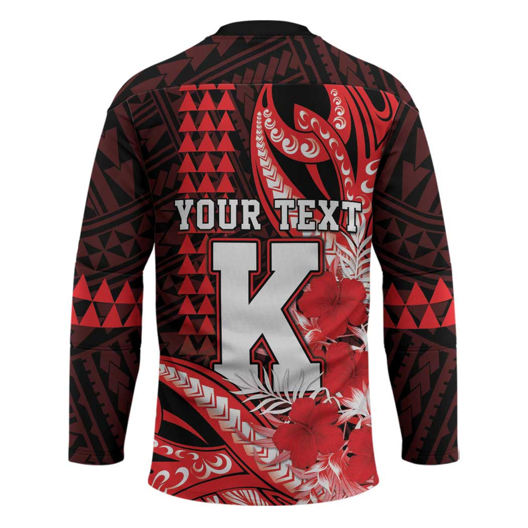 Personalised Hawaii Kalani High School Hockey Jersey Tribal Tattoo With Hibiscus Flowers