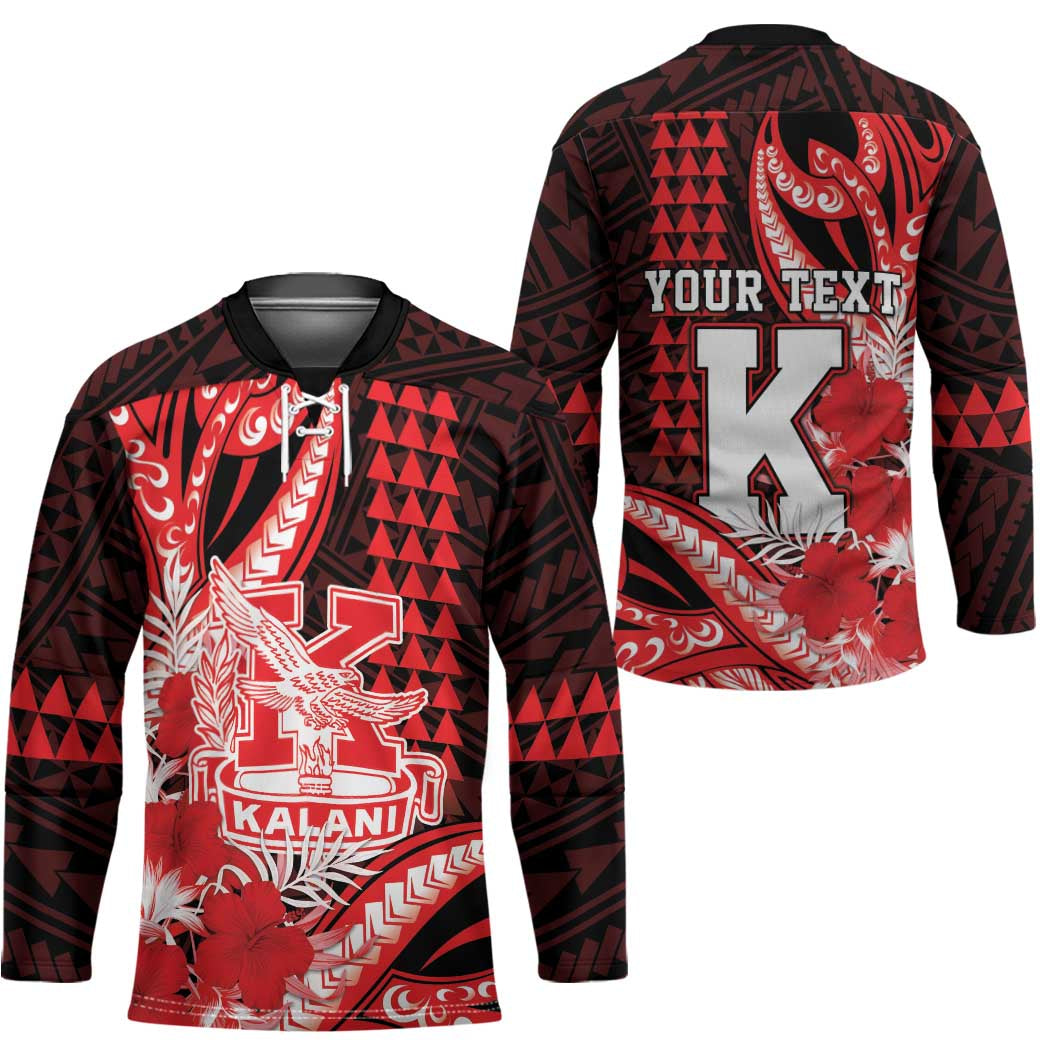 Personalised Hawaii Kalani High School Hockey Jersey Tribal Tattoo With Hibiscus Flowers