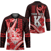 Personalised Hawaii Kalani High School Hockey Jersey Tribal Tattoo With Hibiscus Flowers