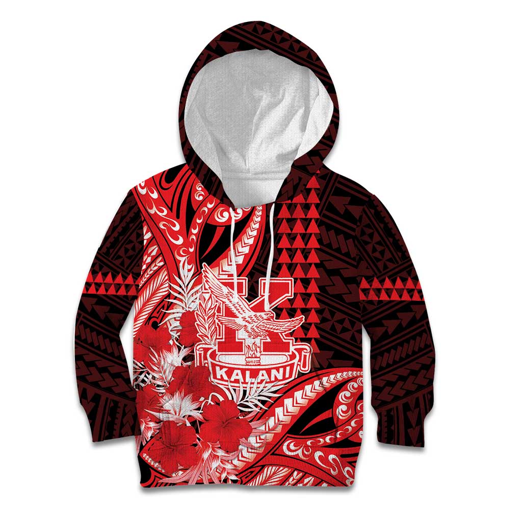 Personalised Hawaii Kalani High School Kid Hoodie Tribal Tattoo With Hibiscus Flowers
