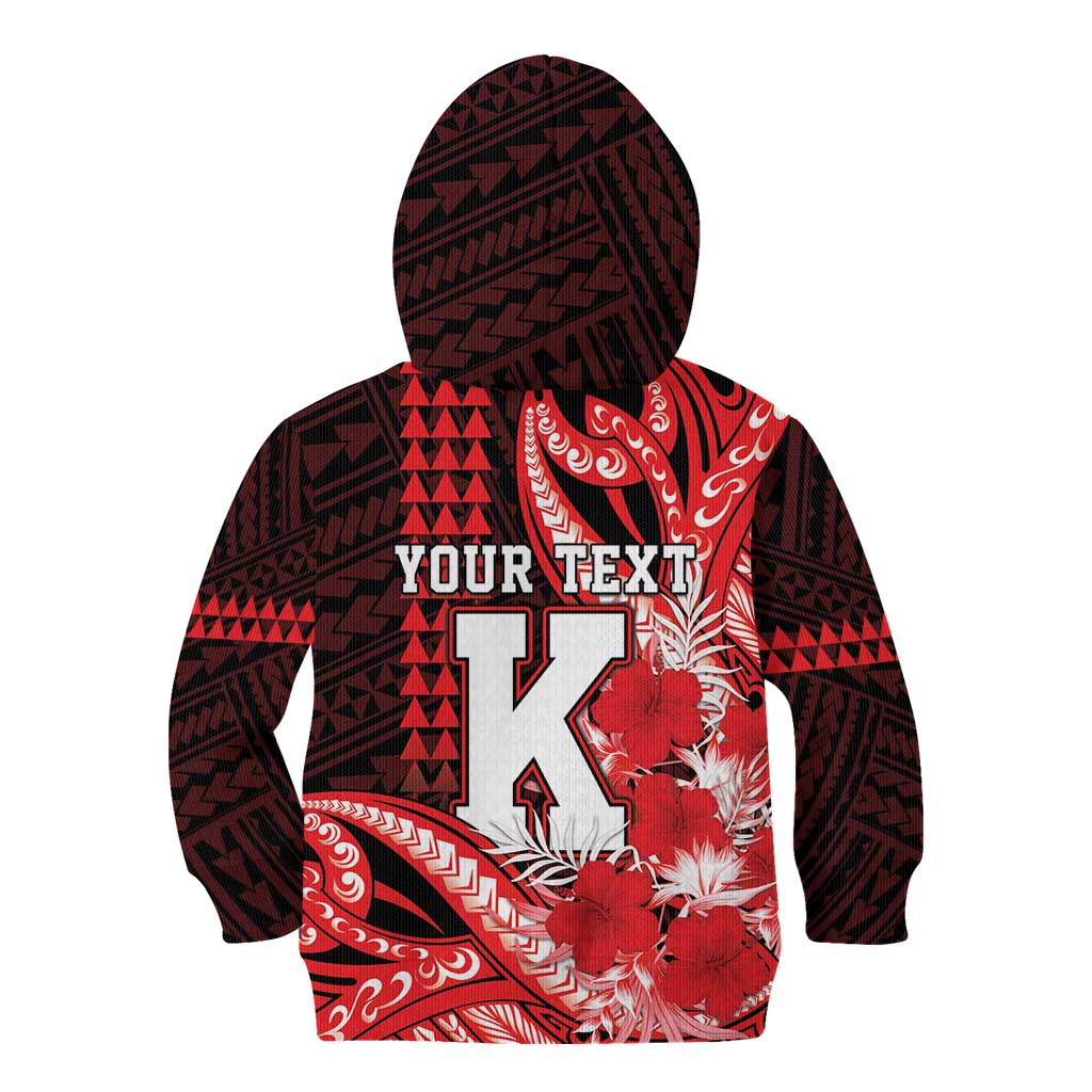 Personalised Hawaii Kalani High School Kid Hoodie Tribal Tattoo With Hibiscus Flowers