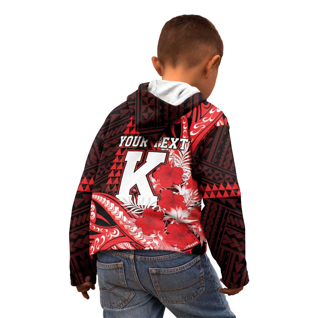 Personalised Hawaii Kalani High School Kid Hoodie Tribal Tattoo With Hibiscus Flowers