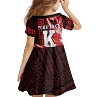 Personalised Hawaii Kalani High School Kid Short Sleeve Dress Tribal Tattoo With Hibiscus Flowers