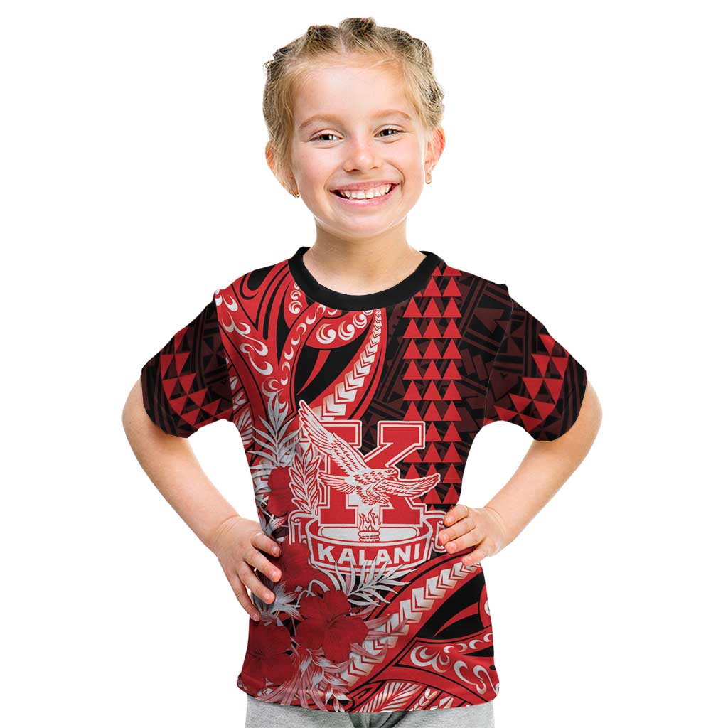 Personalised Hawaii Kalani High School Kid T Shirt Tribal Tattoo With Hibiscus Flowers